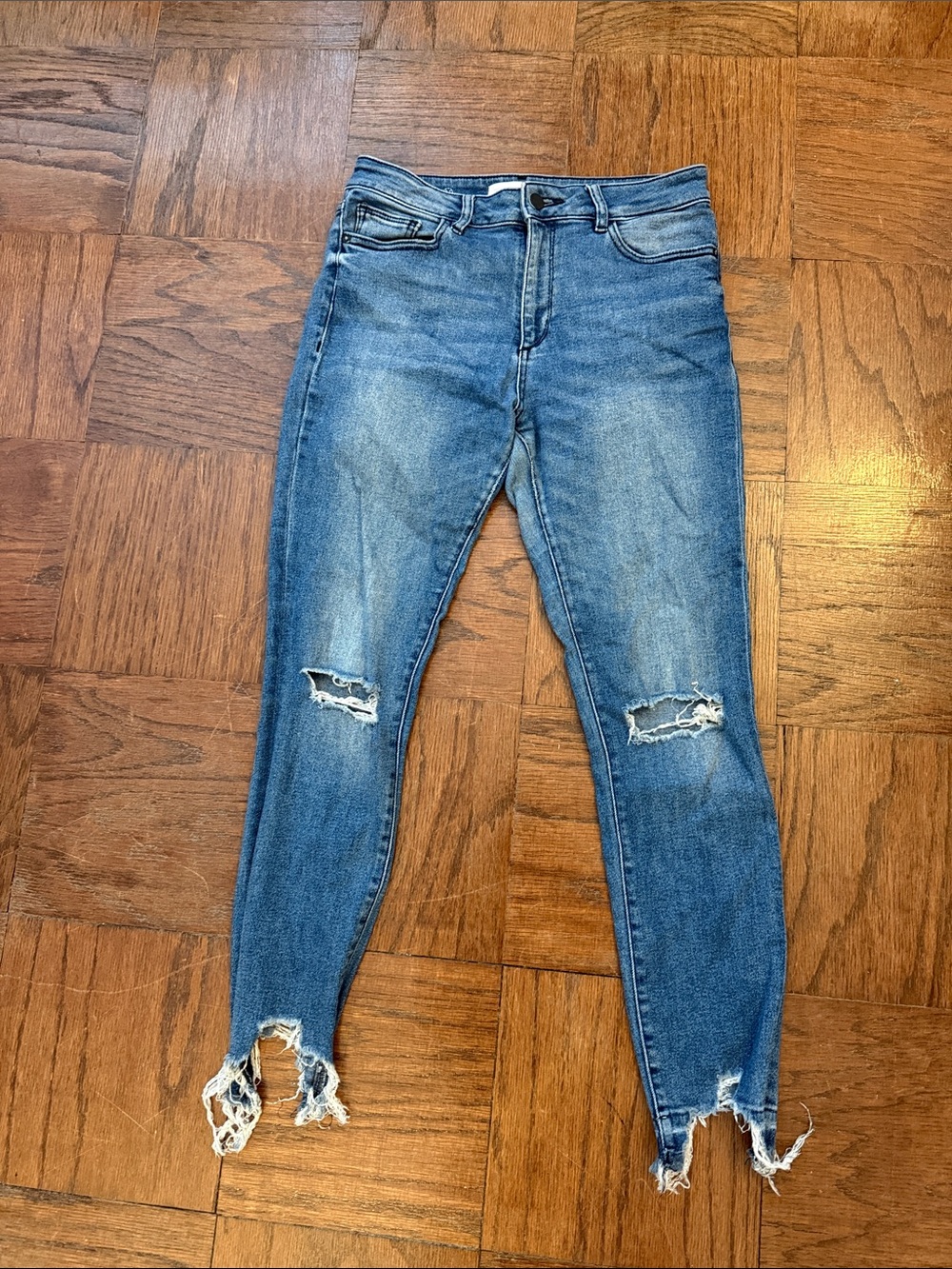 DL1961 Farrow Instaslim Ankle Blue Distressed High-Rise Skinny Jeans Size 27